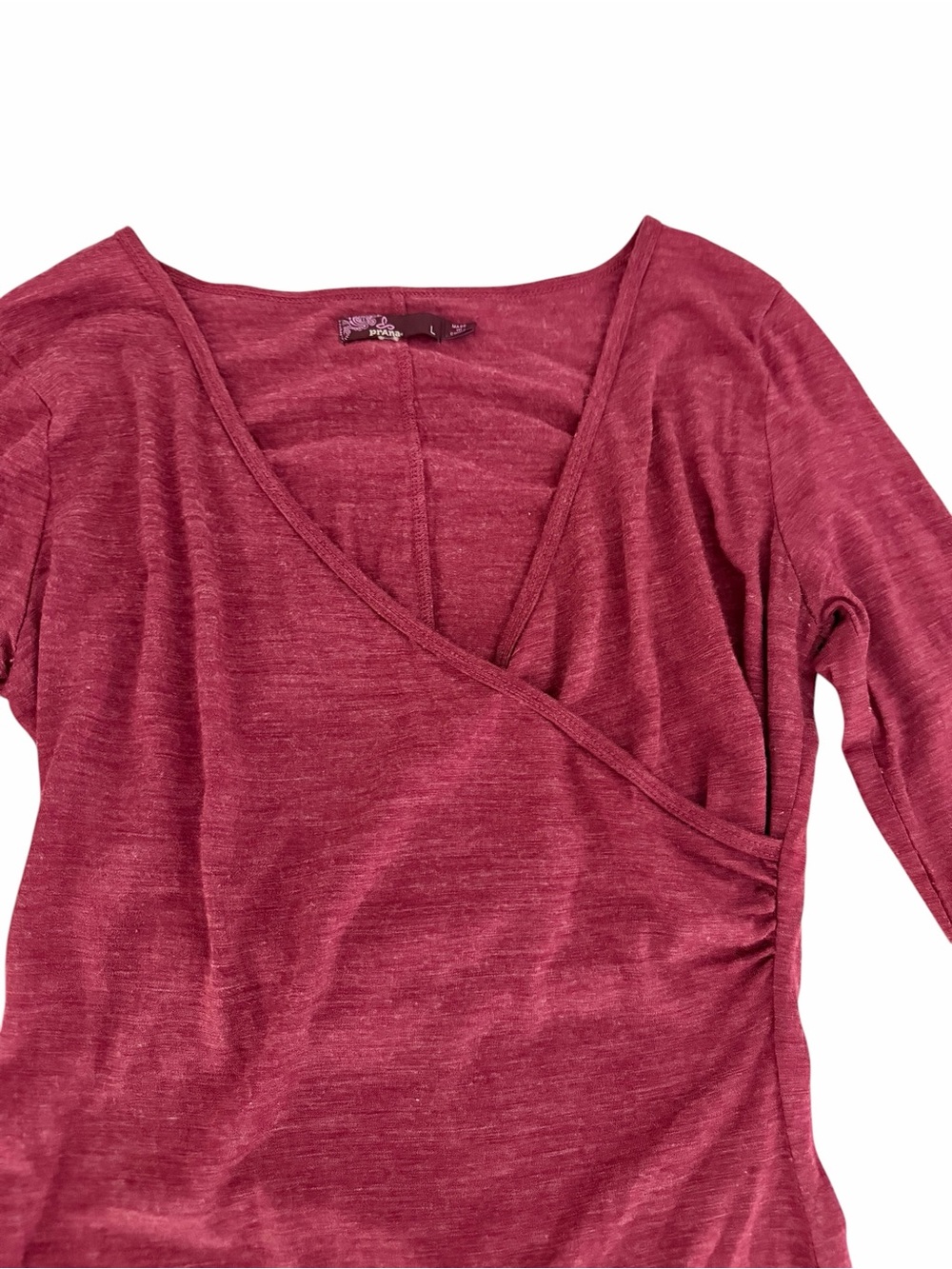 PRANA Burgundy Nadia Faux Wrap Wool Blend Long Sleeve Dress large - Picture 2 of 10